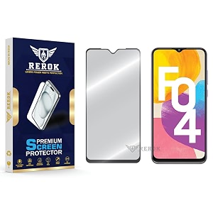 military-grade tempered glass screen protector compatible with samsung galaxy f04 pack of 1  edge-to-edge oleophobic case friendly easy installation kit