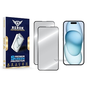 military-grade tempered glass screen protector for iphone 15 pack of 2  hd clear edge-to-edge coverage scratch resistant case friendly with easy installation kit