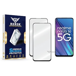 military-grade tempered glass screen protector compatible with realme narzo 30 5g pack of 2  edge-to-edge oleophobic case friendly easy installation kit