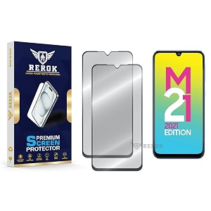 military-grade tempered glass screen protector compatible with samsung galaxy m21 pack of 2  edge-to-edge oleophobic case friendly easy installation kit