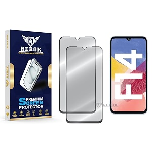 military-grade tempered glass screen protector compatible with samsung galaxy f14 4g pack of 2  edge-to-edge oleophobic case friendly easy installation kit