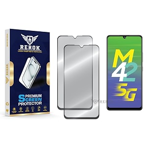 military-grade tempered glass screen protector compatible with samsung galaxy m42 5g pack of 2  edge-to-edge oleophobic case friendly easy installation kit