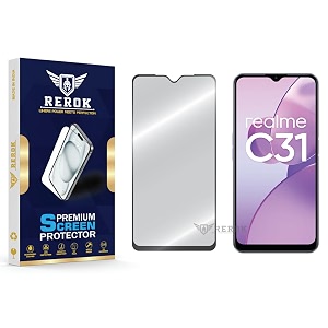 military-grade tempered glass screen protector compatible with realme c31 pack of 1  edge-to-edge oleophobic case friendly easy installation kit