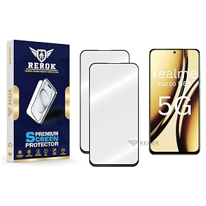 military-grade tempered glass screen protector compatible with realme narzo n65 5g pack of 2  edge-to-edge oleophobic case friendly easy installation kit