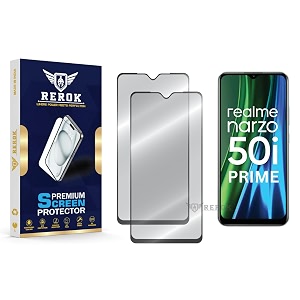 military-grade tempered glass screen protector compatible with realme narzo 50i prime pack of 2  edge-to-edge oleophobic case friendly easy installation kit