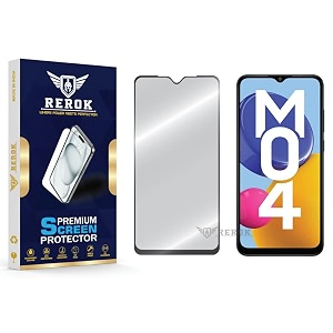 military-grade tempered glass screen protector compatible with samsung galaxy m04 pack of 1  edge-to-edge oleophobic case friendly easy installation kit
