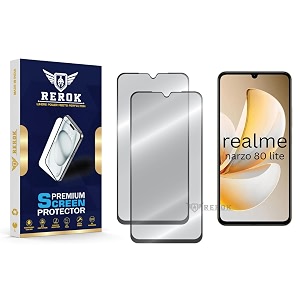 military-grade tempered glass screen protector compatible with realme narzo 80 lite pack of 2  edge-to-edge oleophobic case friendly easy installation kit