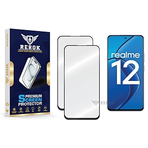 military-grade tempered glass screen protector compatible with realme 12 5g pack of 2  edge-to-edge oleophobic case friendly easy installation kit