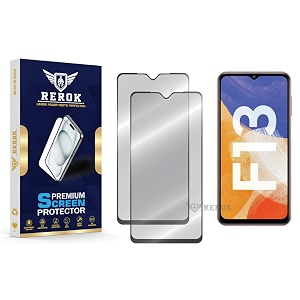 military-grade tempered glass screen protector compatible with samsung galaxy f13 pack of 2  edge-to-edge oleophobic case friendly easy installation kit
