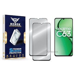military-grade tempered glass screen protector compatible with realme c63 pack of 2  edge-to-edge oleophobic case friendly easy installation kit
