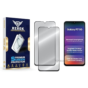 military-grade tempered glass screen protector compatible with samsung galaxy f17 5g pack of 2  edge-to-edge oleophobic case friendly easy installation kit