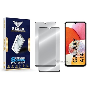 military-grade tempered glass screen protector compatible with samsung galaxy a14 pack of 2  edge-to-edge oleophobic case friendly easy installation kit