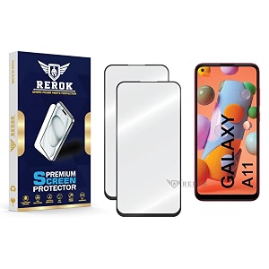 military-grade tempered glass screen protector compatible with samsung galaxy a11 pack of 2  edge-to-edge oleophobic case friendly easy installation kit