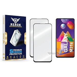 military-grade tempered glass screen protector compatible with samsung galaxy m31s pack of 2  edge-to-edge oleophobic case friendly easy installation kit