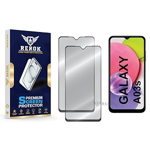 military-grade tempered glass screen protector compatible with samsung galaxy a03s pack of 2  edge-to-edge oleophobic case friendly easy installation kit