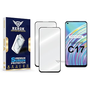 military-grade tempered glass screen protector compatible with realme c17 pack of 2  edge-to-edge oleophobic case friendly easy installation kit