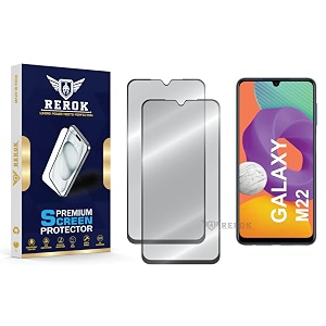 military-grade tempered glass screen protector compatible with samsung galaxy m22 pack of 2  edge-to-edge oleophobic case friendly easy installation kit