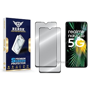 military-grade tempered glass screen protector compatible with realme narzo 50 5g pack of 2  edge-to-edge oleophobic case friendly easy installation kit