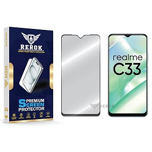 military-grade tempered glass screen protector compatible with realme c33 pack of 1  edge-to-edge oleophobic case friendly easy installation kit