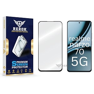 military-grade tempered glass screen protector compatible with realme narzo 70 5g pack of 1  edge-to-edge oleophobic case friendly easy installation kit