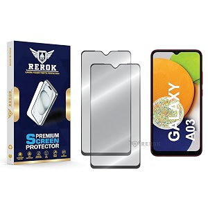 military-grade tempered glass screen protector compatible with samsung galaxy a03 pack of 2  edge-to-edge oleophobic case friendly easy installation kit
