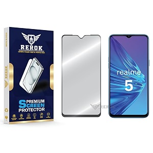 military-grade tempered glass screen protector compatible with realme 5 pack of 1  edge-to-edge oleophobic case friendly easy installation kit