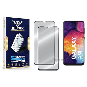 military-grade tempered glass screen protector compatible with samsung galaxy a50 pack of 2  edge-to-edge oleophobic case friendly easy installation kit