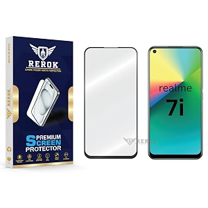 military-grade tempered glass screen protector compatible with realme 7i pack of 1  edge-to-edge oleophobic case friendly easy installation kit