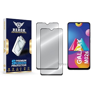 military-grade tempered glass screen protector compatible with samsung galaxy m02s pack of 2  edge-to-edge oleophobic case friendly easy installation kit