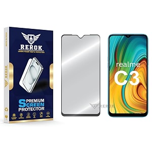 military-grade tempered glass screen protector compatible with realme c3 pack of 1  edge-to-edge oleophobic case friendly easy installation kit