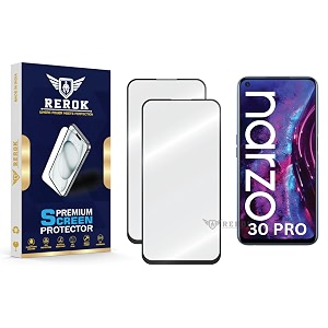 military-grade tempered glass screen protector compatible with realme narzo 30 pro pack of 2  edge-to-edge oleophobic case friendly easy installation kit