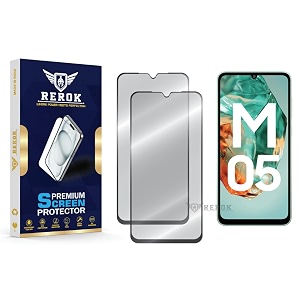 military-grade tempered glass screen protector compatible with samsung galaxy m05 pack of 2  edge-to-edge oleophobic case friendly easy installation kit