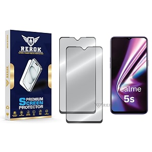 military-grade tempered glass screen protector compatible with realme 5s pack of 2  edge-to-edge oleophobic case friendly easy installation kit