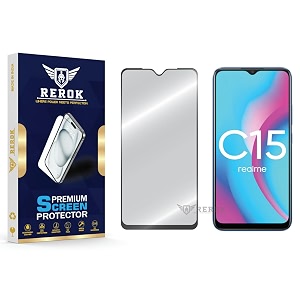 military-grade tempered glass screen protector compatible with realme c15 pack of 1  edge-to-edge oleophobic case friendly easy installation kit