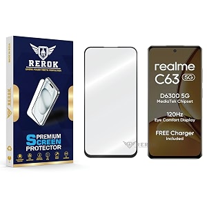 military-grade tempered glass screen protector compatible with realme c63 5g pack of 1  edge-to-edge oleophobic case friendly easy installation kit
