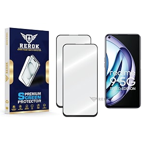 military-grade tempered glass screen protector compatible with realme 9 5g se pack of 2  edge-to-edge oleophobic case friendly easy installation kit