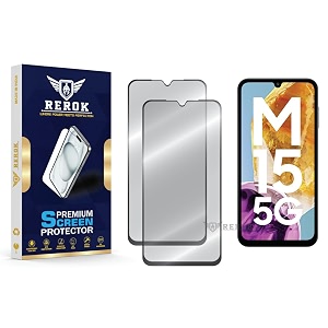 military-grade tempered glass screen protector compatible with samsung galaxy m15 5g pack of 2  edge-to-edge oleophobic case friendly easy installation kit