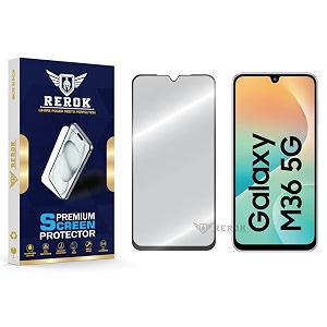military-grade tempered glass screen protector compatible with samsung galaxy m36 pack of 1  edge-to-edge oleophobic case friendly easy installation kit