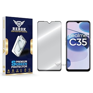 military-grade tempered glass screen protector compatible with realme c35 pack of 1  edge-to-edge oleophobic case friendly easy installation kit