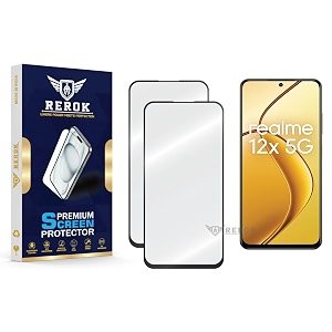 military-grade tempered glass screen protector compatible with realme 12x 5g pack of 2  edge-to-edge oleophobic case friendly easy installation kit