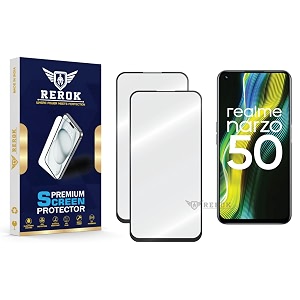 military-grade tempered glass screen protector compatible with realme narzo 50 pack of 2  edge-to-edge oleophobic case friendly easy installation kit