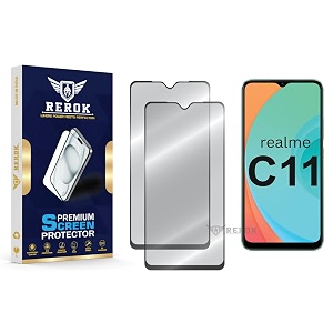 military-grade tempered glass screen protector compatible with realme c11 pack of 2  edge-to-edge oleophobic case friendly easy installation kit