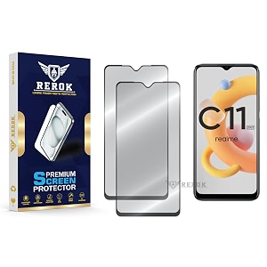 military-grade tempered glass screen protector compatible with realme c112021 pack of 2  edge-to-edge oleophobic case friendly easy installation kit