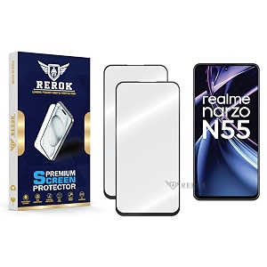 military-grade tempered glass screen protector compatible with realme narzo n55 pack of 2  edge-to-edge oleophobic case friendly easy installation kit