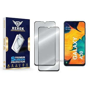 military-grade tempered glass screen protector compatible with samsung galaxy a30 pack of 2  edge-to-edge oleophobic case friendly easy installation kit