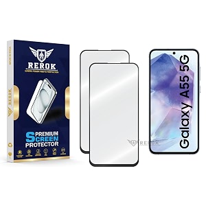 military-grade tempered glass screen protector compatible with samsung galaxy a55 5g pack of 2  edge-to-edge oleophobic case friendly easy installation kit
