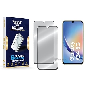 military-grade tempered glass screen protector compatible with samsung galaxy a34 5g pack of 2  edge-to-edge oleophobic case friendly easy installation kit
