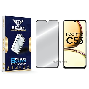military-grade tempered glass screen protector compatible with realme c53 pack of 1  edge-to-edge oleophobic case friendly easy installation kit