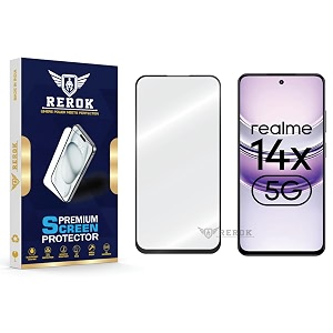 military-grade tempered glass screen protector compatible with realme 14x 5g pack of 1  edge-to-edge oleophobic case friendly easy installation kit