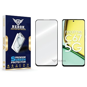 military-grade tempered glass screen protector compatible with realme c67 5g pack of 1  edge-to-edge oleophobic case friendly easy installation kit